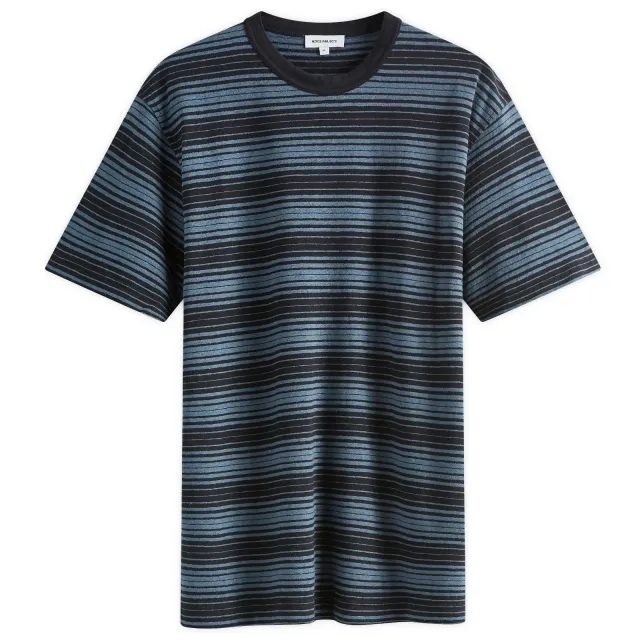 Norse Projects Men's Johannes Spaced Stripe T-Shirt Steel Blue
