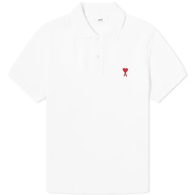 AMI Paris Men's Small A Heart Polo White