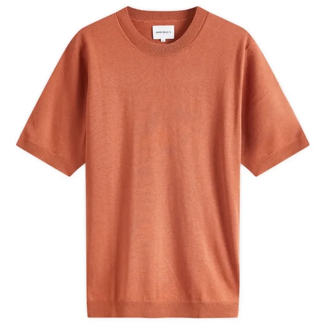 Norse Projects Men's Rhys Knitted T-Shirt Red Clay
