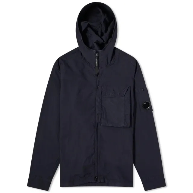 C.P. Company Men's Ottoman Hooded Shirt Total Eclipse