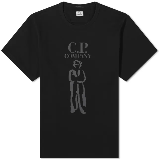 C.P. Company Men's 30/2 Mercerized Jersey Twisted British Sailor T Black