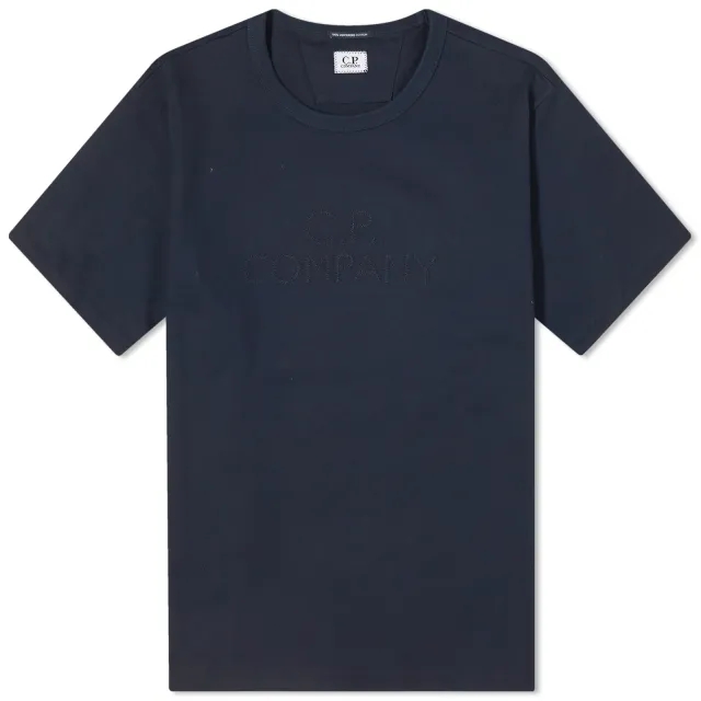 C.P. Company Men's 30/2 Mercerized Jersey Twisted Logo T-Shirt Total Eclipse