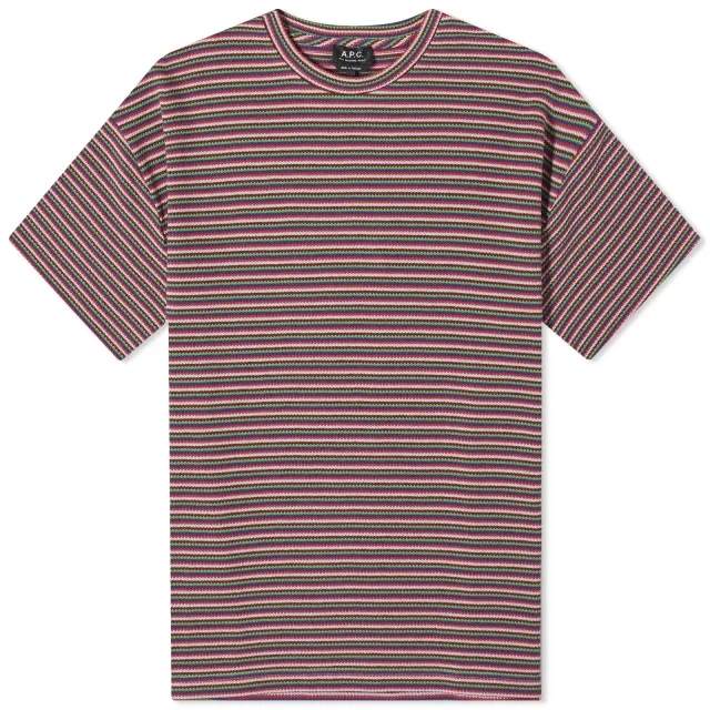 A.P.C. Men's Bahaia Stripe T-Shirt Raspberry