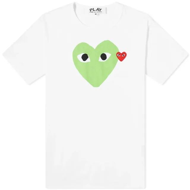 Comme des Garçons Play Comme des Garcons Play Red Heart Colour Heart T-Shirt White/Green