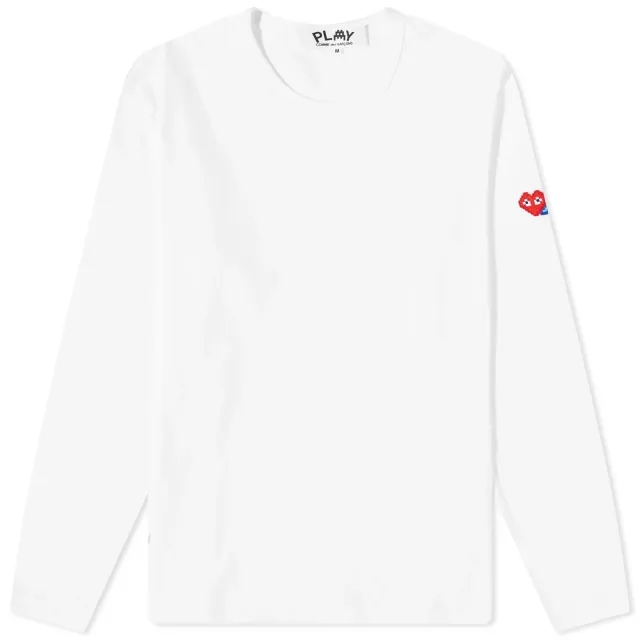 Comme des Garçons Play Men's Long Sleeve Invader T-Shirt White