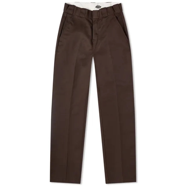 Dickies Elizaville Mid Rise Straight Leg Trousers In Dark Brown