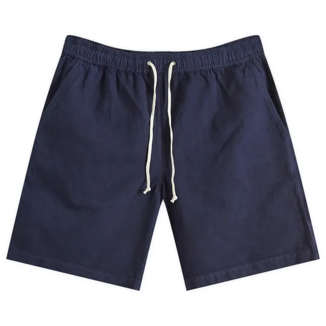 Universal Works Men's Linen Slub Beach Shorts Navy