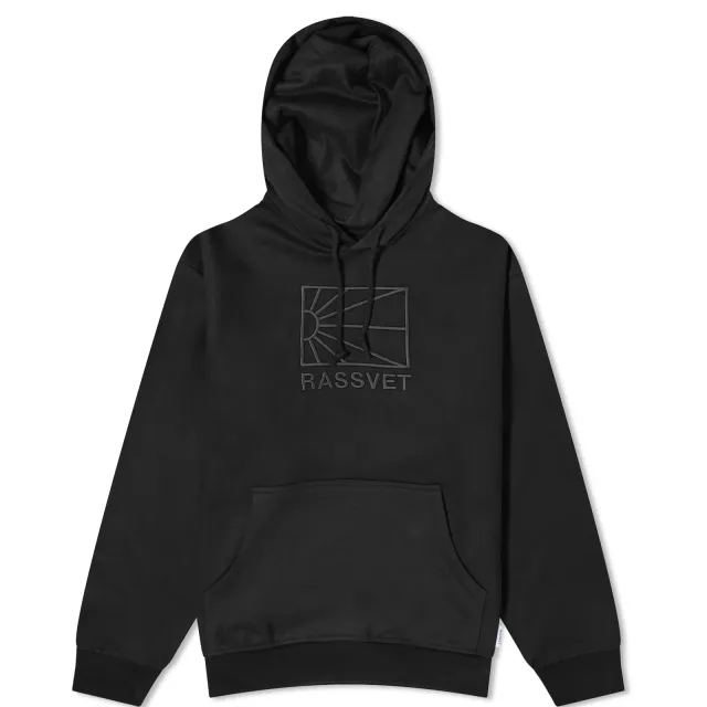 RASSVET Men's Washed Logo Pullover Hoodie Black
