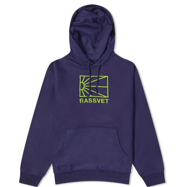 RASSVET Men's Washed Logo Pullover Hoodie Navy