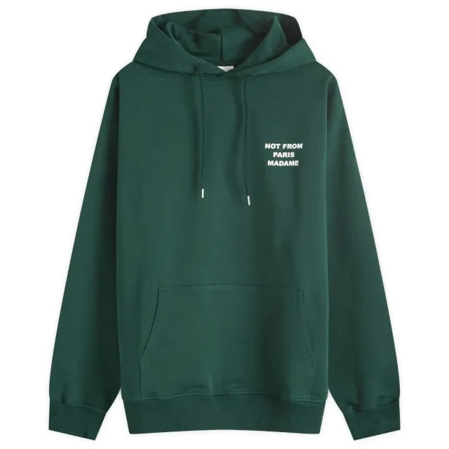 Drôle de Monsieur Men's Not Form Paris Madame Slogan Hoodie Dark Green