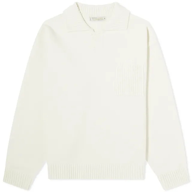 FrizmWORKS Men's Collar Knit Pullover Sweater Ivory