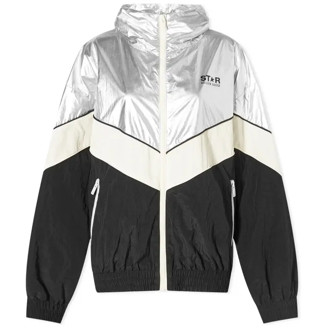 Golden Goose Women's Star Patchwork Windbreaker Silver/Dark Papyrus/Black