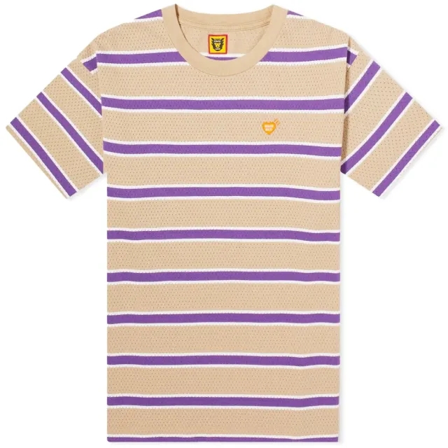 Human Made Men's Striped Small Heart T-Shirt Beige