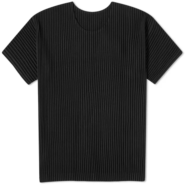 Homme Plissé Issey Miyake Men's Pleated T-Shirt Black