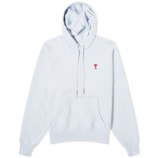 AMI Paris Women's Red Small Ami De Coeur Hoodie Heather Cashmere Blue