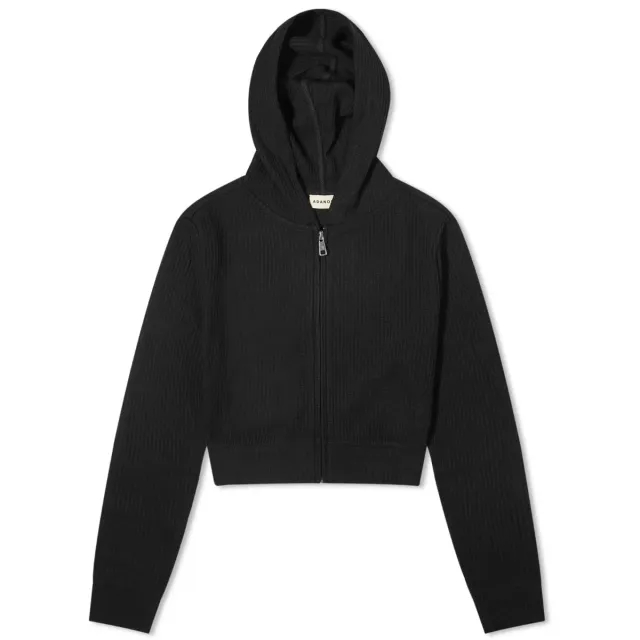 Adanola Women's Waffle Zip Up Hoodie Black