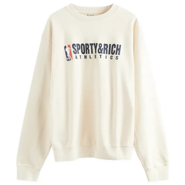 Sporty & Rich Team Logo Crewneck Men Sweatshirts Beige