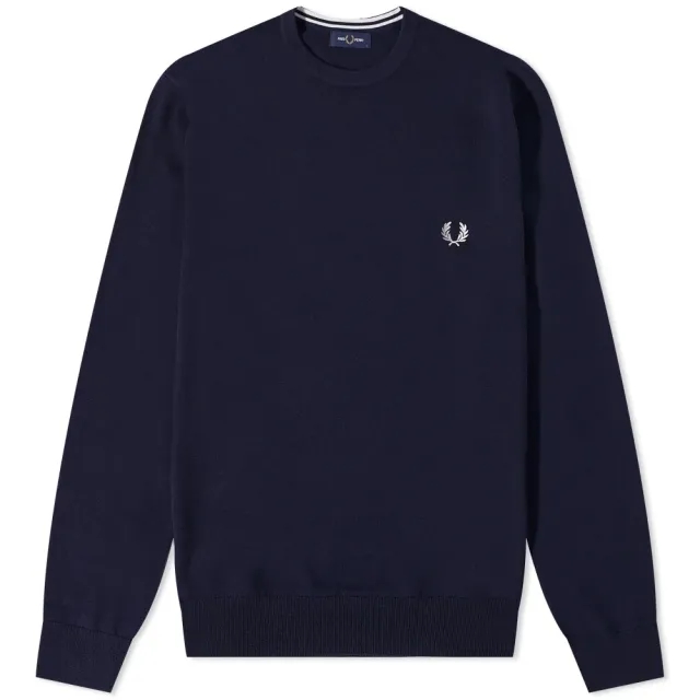 Fred Perry Classic Crew Neck Jumper Men Sweatshirts Blue