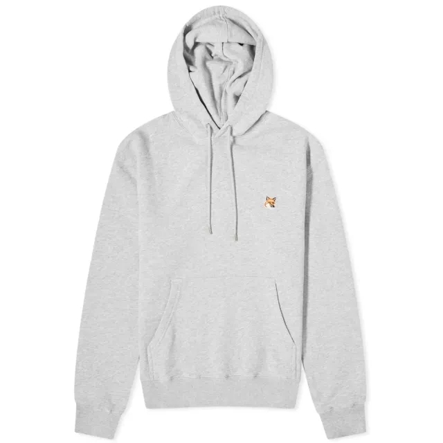 Maison Kitsuné Maison Kitsune Fox Head Patch Regular Hoodie Light Grey Melange