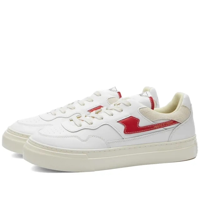 Stepney Workers Club Men's Pearl S-Strike Leather Sneaker White/Red