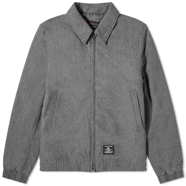 Alpha Industries Men's Wool Harrington Flight Jacket Dark Charcoal Heather