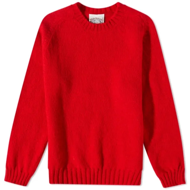Jamieson's of Shetland Men's Crew Knit Scarlet