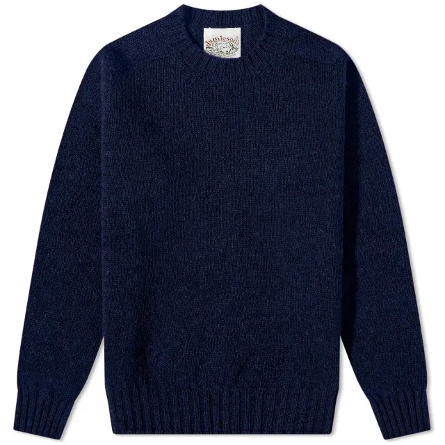Jamieson's of Shetland Men's Crew Knit Dark Navy