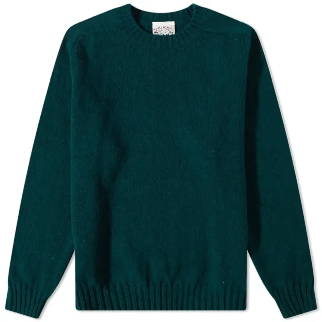 Jamieson's of Shetland Men's Crew Knit Green