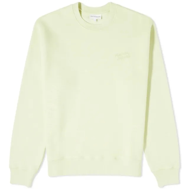 Maison Kitsuné Men's Handwriting Comfort Crew Sweat Chalk Yellow