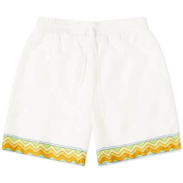 Casablanca Men's Tennis Club Silk Drawstring Shorts Afro Cubism