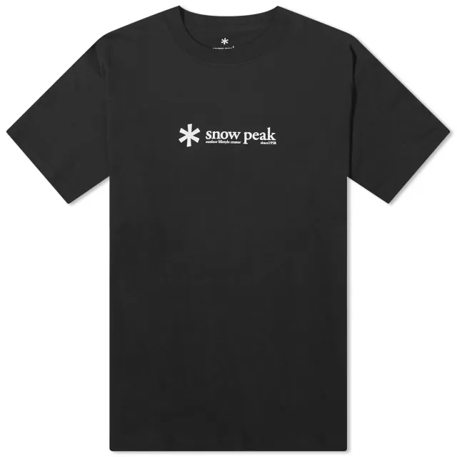 Snow Peak Soft Cotton Logo Short Sleeve T-Shirt Men Shortsleeves Black