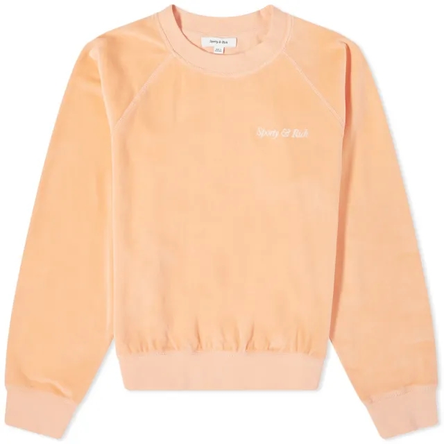 Sporty & Rich Italic Logo Raglan Crew Sweat Peach/White