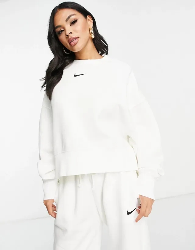 Nike Womens Phoenix Oversize Fleece Sweatshirt - White - Size M - White