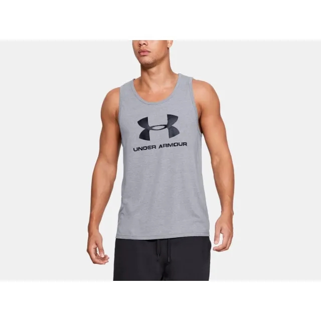 Men's  Under Armour  Logo Tank Steel Light Heather / Steel Light Heather / Black M