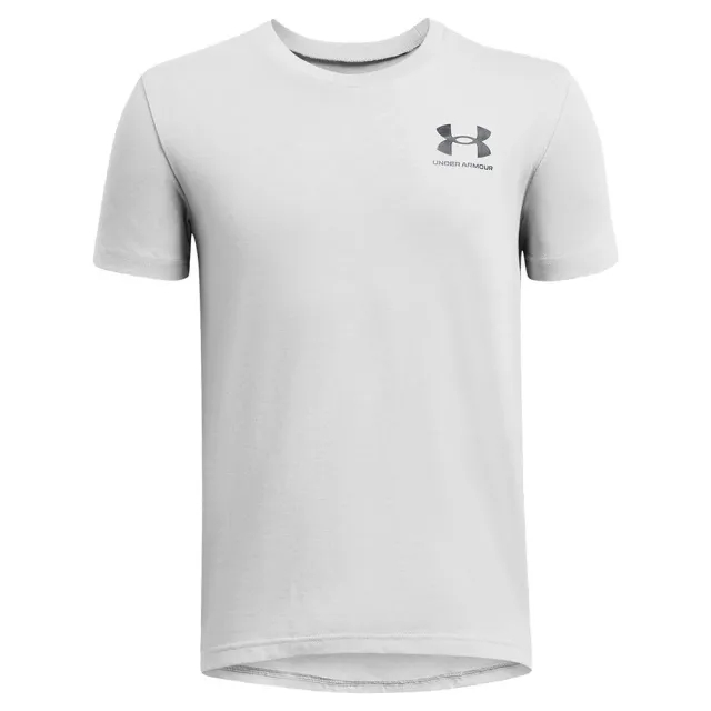 Boys'  Under Armour  Left Chest Logo Short Sleeve Mod Gray Medium Heather / Black YLG (59 - 63 in)