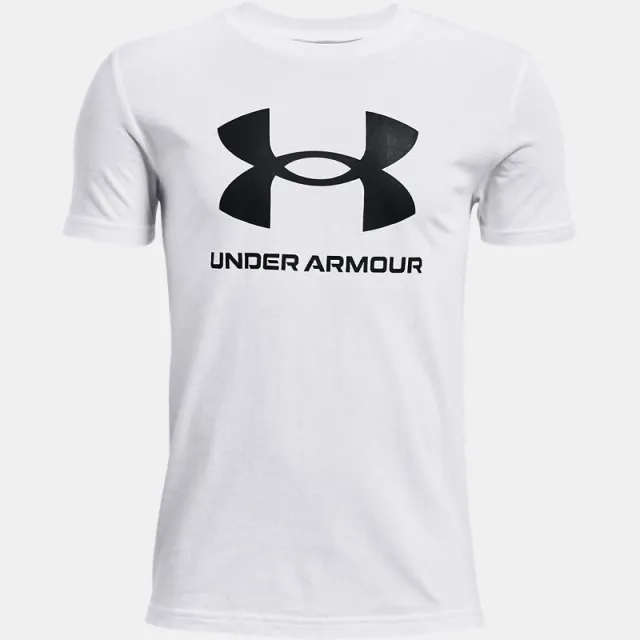 Boys'  Under Armour  Logo Short Sleeve White / Black YXS (48 - 50 in)