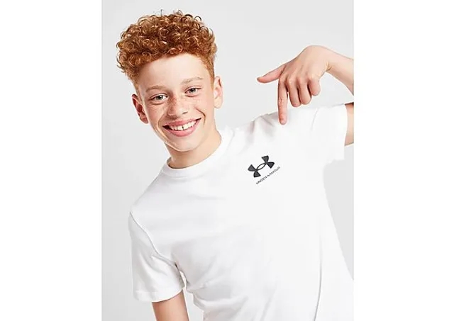 Boys'  Under Armour  Left Chest Logo Short Sleeve White / Black YXS (48 - 50 in)