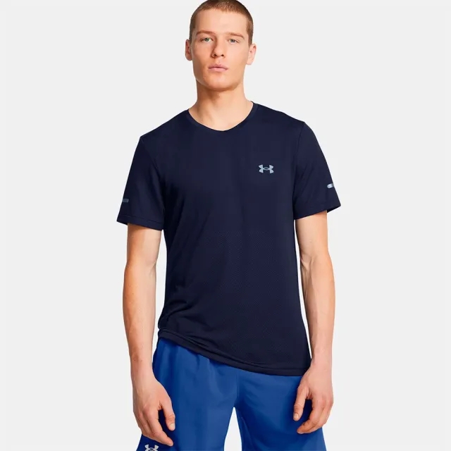 Men's  Under Armour  Seamless Stride Short Sleeve Midnight Navy / Reflective XXL