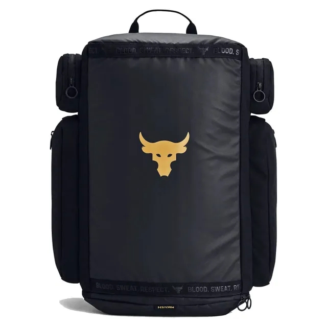 Under Armour Men's Project Rock Duffle Backpack Black / Black / Metallic Gold OSFM