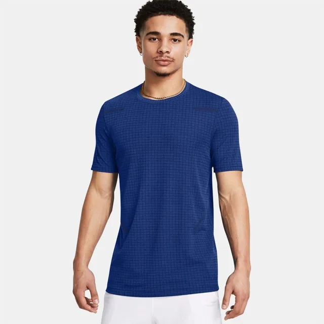 Men's  Under Armour  Seamless Grid Short Sleeve Tech Blue / Horizon Blue XXL