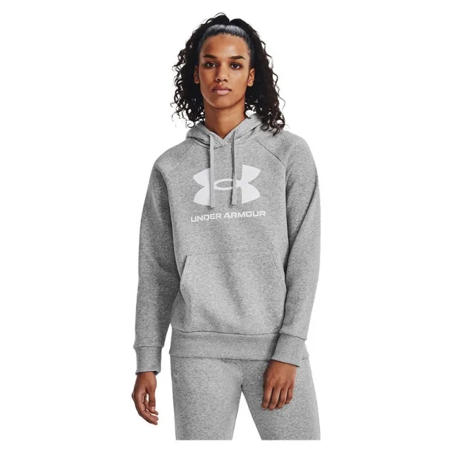 Women's  Under Armour  Rival Fleece Big Logo Hoodie Mod Gray Light Heather / White L