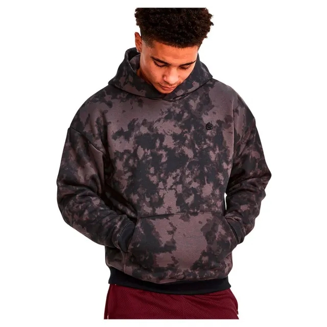 Under Armour Men's Curry Acid Wash Hoodie Jet Gray / Dark Maroon XXL