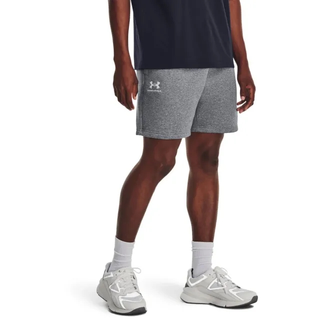 Men's  Under Armour  Icon Fleece Shorts Pitch Gray Medium Heather / White XXL