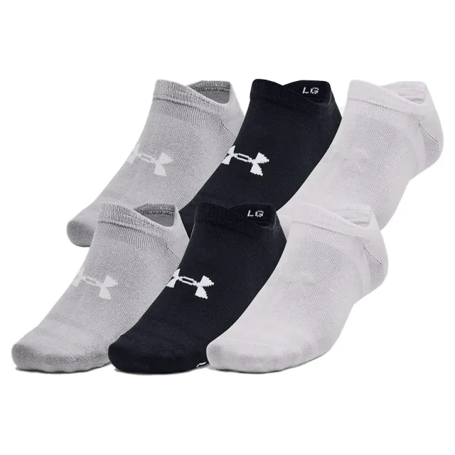 Unisex  Under Armour  Essential 6-Pack No-Show Socks Black / Black / Halo Gray XL