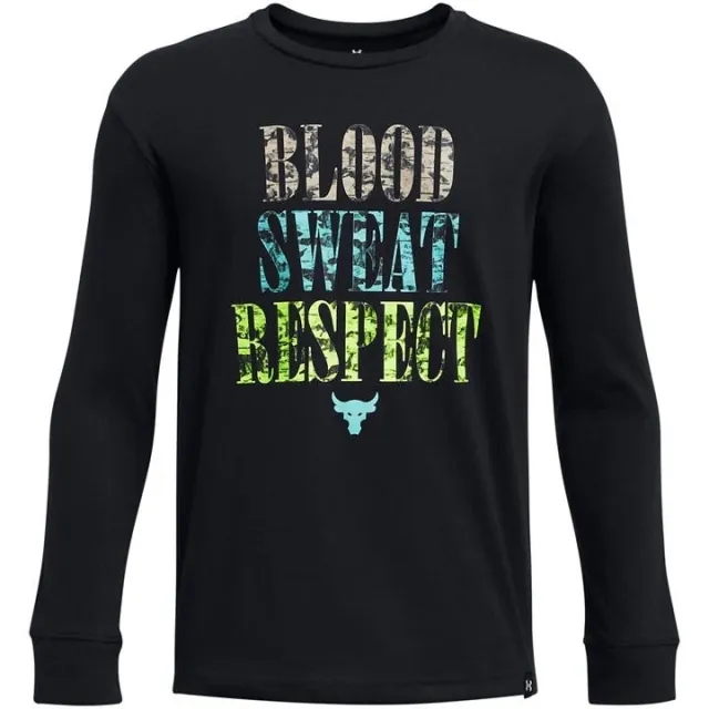 Under Armour Boys' Project Rock Graphic Long Sleeve Black / High Vis Yellow / Radial Turquoise YXS (48 - 50 in)