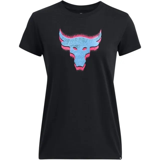Under Armour Women's Project Rock Underground Core T-Shirt Black / Viral Blue XS
