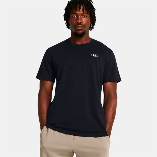 Men's  Under Armour  Heavyweight Left Chest Patch Short Sleeve Black / White M