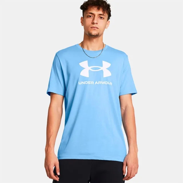 Men's  Under Armour  Logo Short Sleeve Horizon Blue / White L