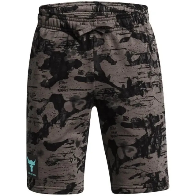 Under Armour Boys' Project Rock Terry Printed Shorts Fresh Clay / Radial Turquoise YXL (63 - 67 in)