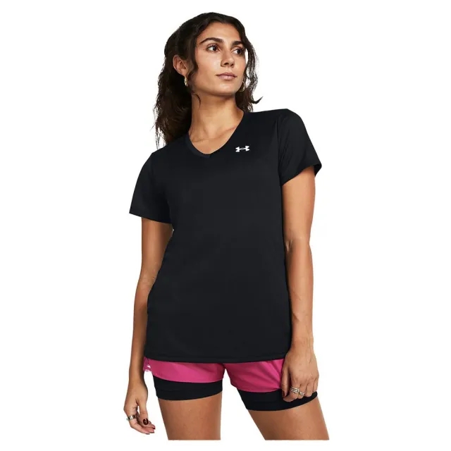 Women's  Under Armour  Tech™ V-Neck Short Sleeve Black / White XXL